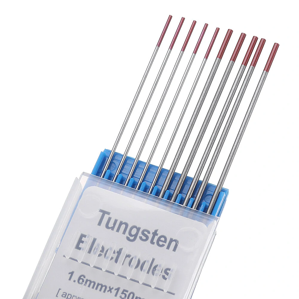 WT20 1.0/1.6x150mm TIG Welding Tungsten Electrodes - 10Pcs Red Tip Rods Set