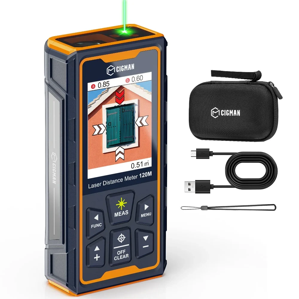 CIGMAN CD-120G Laser Distance Measure 120M | IP68 Waterproof & Bluetooth | 2.4 IPS Display