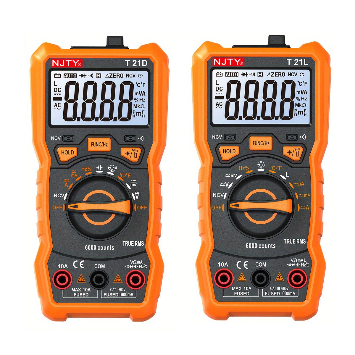 NJTY T21D T21L True RMS Multimeter - 6000 Counts Auto-Ranging | AC/DC Voltage Current