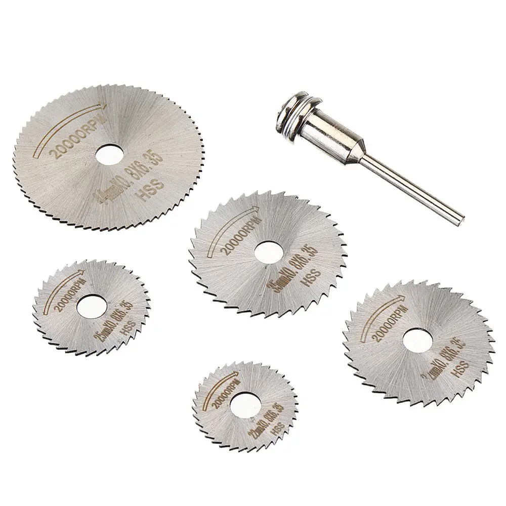 Drillpro 6pcs HSS Circular Saw Blade Set | 3.2mm & 6mm Shank for Rotary Tools