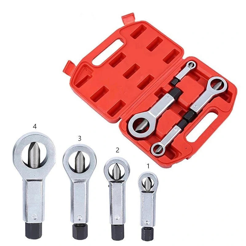 4PCS 9-27mm Heavy-Duty Nut Splitter Tool Set | Manual Remover & Extractor