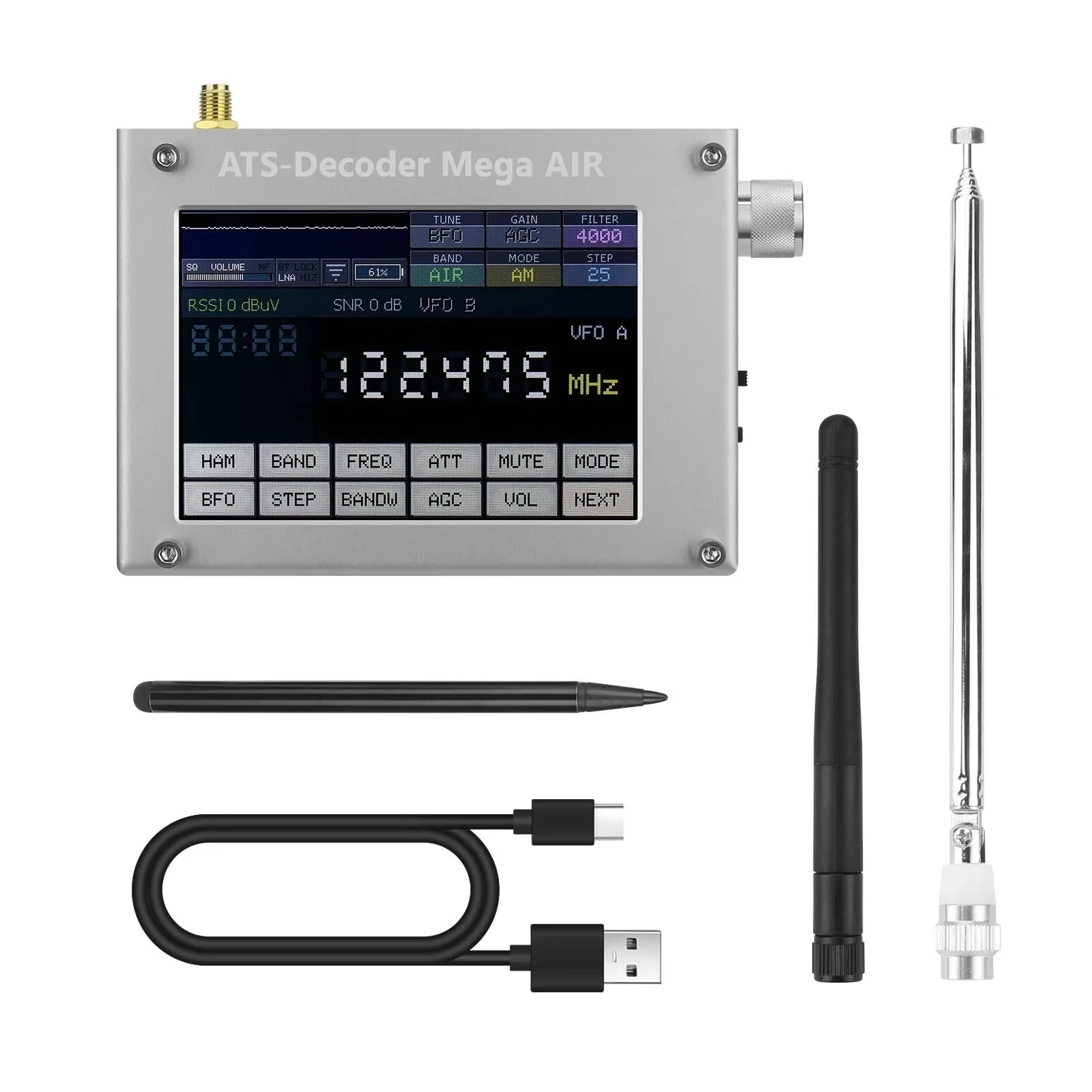 HamGeek ATS-Decoder Air V4.2x 4-inch Touch Screen Radio Receiver | FM AM Bluetooth