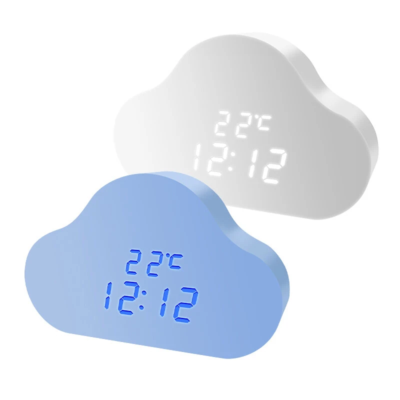 Cloud Alarm Clock Hygrometer KD8618 - Adjustable Brightness & Voice Control