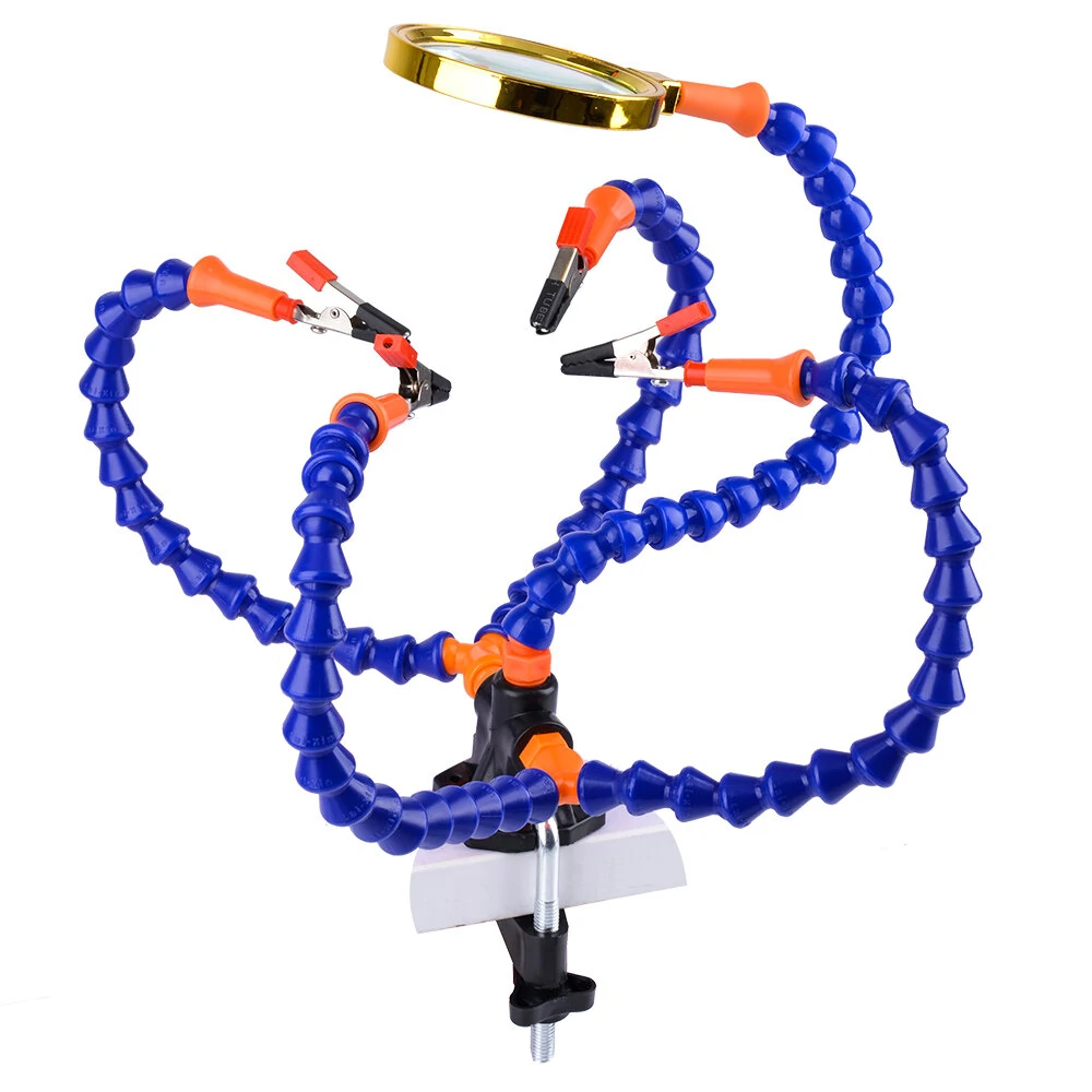 Bench Vise Soldering Station with 5 Flexible Arms & Iron Holder | PCB Repair Tool