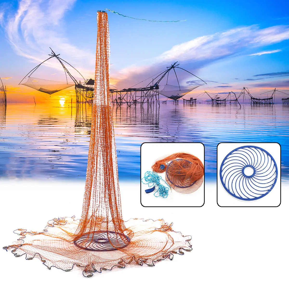 3M 10FT Fishing Net - Easy Throw Manual Net for Hunting & Bait Tools