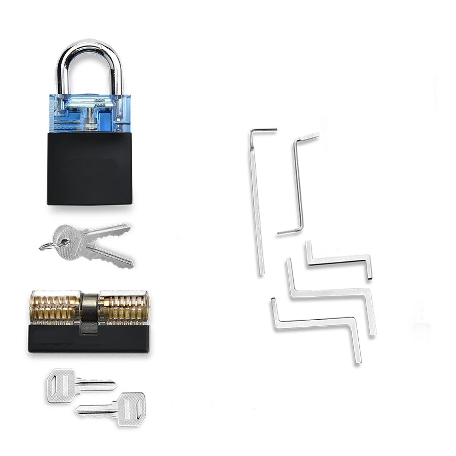 Locksmith Practice Lock Pick Set - Tension Wrench & Padlock - Hand Tools Hardware
