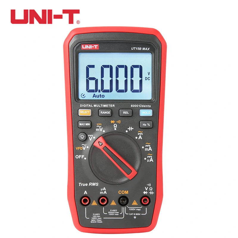 UNI-T UT15B MAX True RMS Digital Multimeter | Auto Range VFD Tester