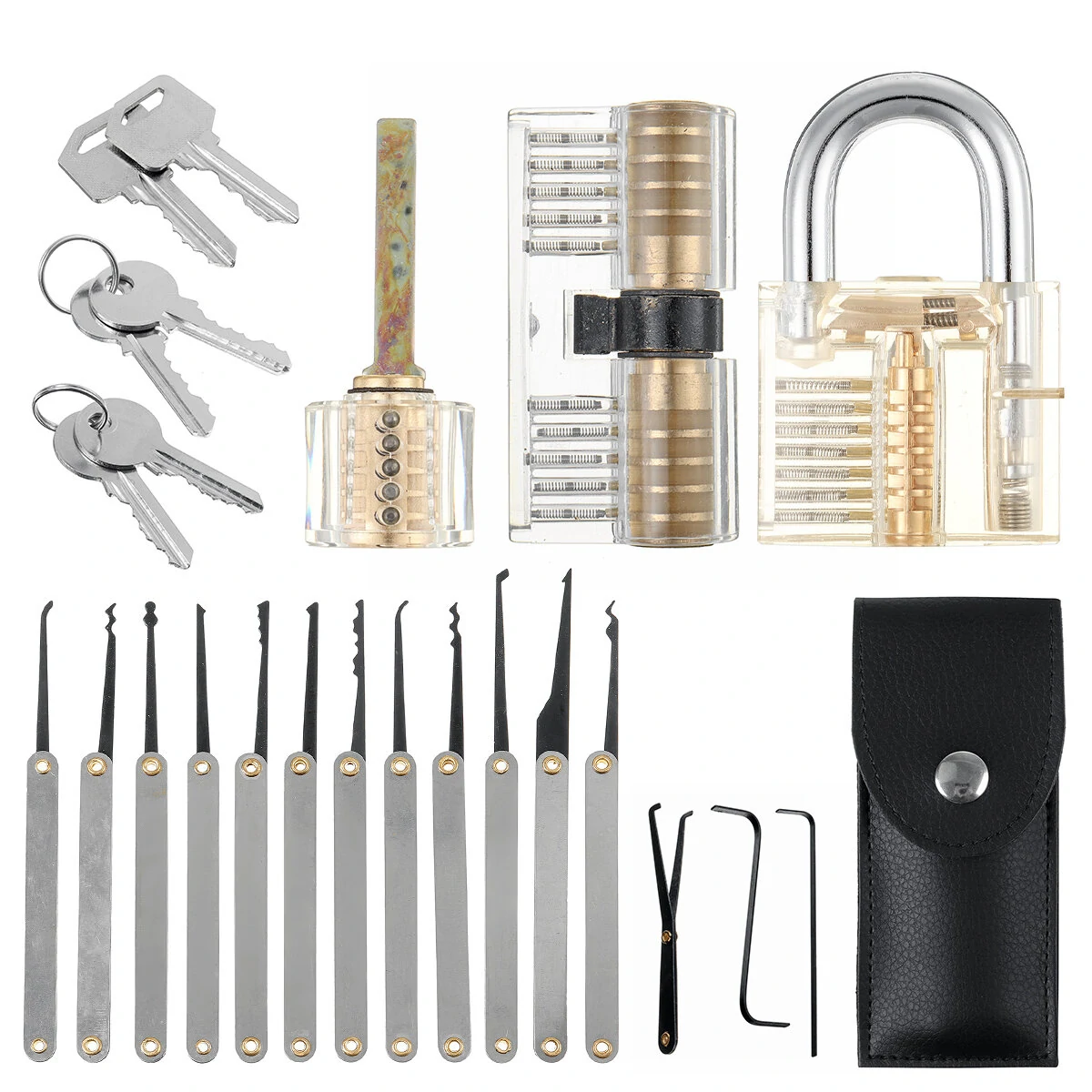 Unlocking Locksmith Practice Lock Pick Kit - 19-25 PCS with Key Extractor