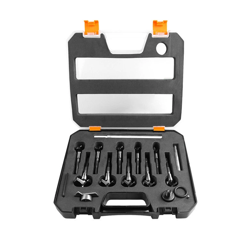 Woodworking Hole Opener Set - 10pcs Blue Carbide Adjustable Drill Bits | 15-35mm Hinge Drilling