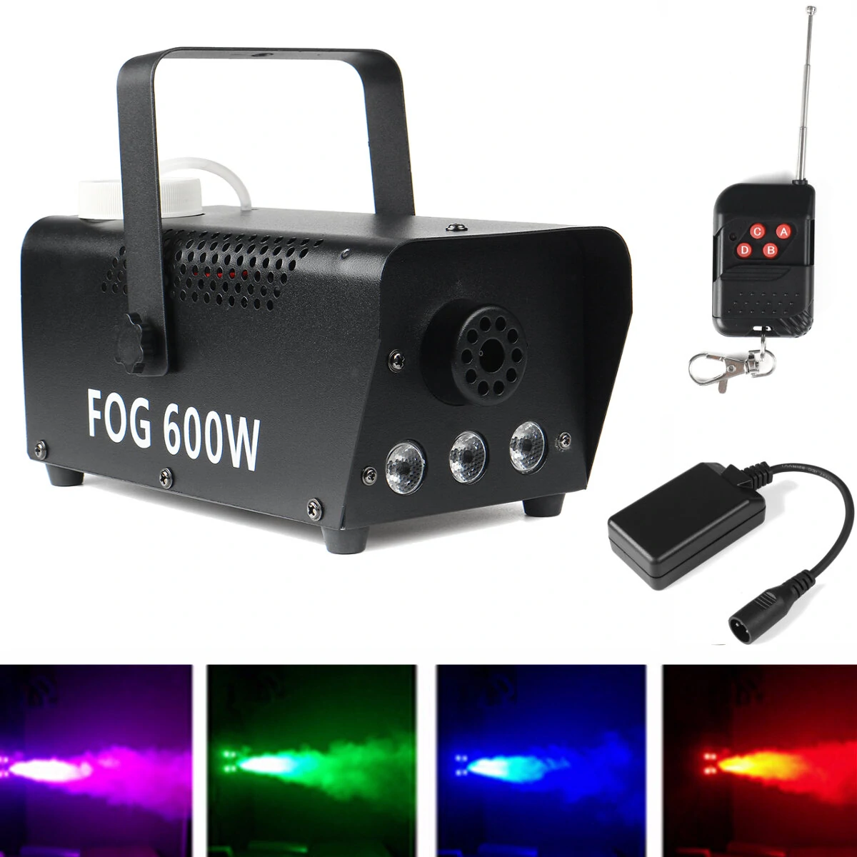 600W RGB Fog Smoke Machine with LED Light & Remote - 220V Party Show
