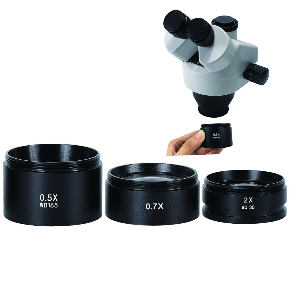HAYEAR WD165 Microscope Barlow Lens - 0.5X 0.7X 2.0X Auxiliary Lens for Trinocular/Binocular