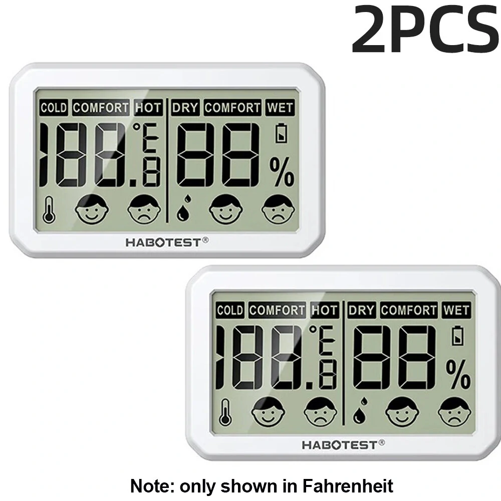 HABOTEST HT681 Digital Thermometer Hygrometer - 2Pcs Mini Weather Station | LCD Temperature Humidity Meter