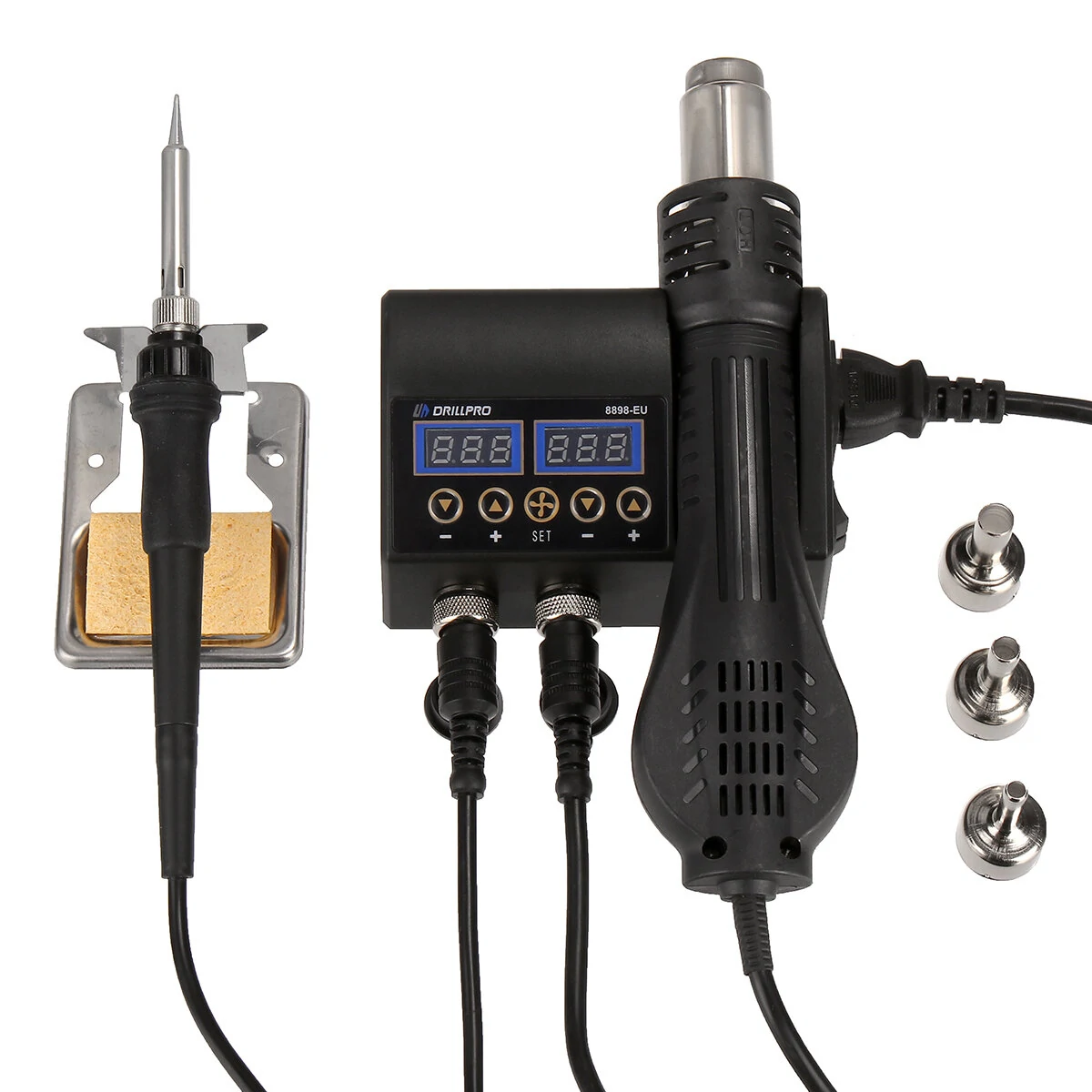 Drillpro 750W Soldering Station | Hot Air Gun & Iron | LCD Digital Display