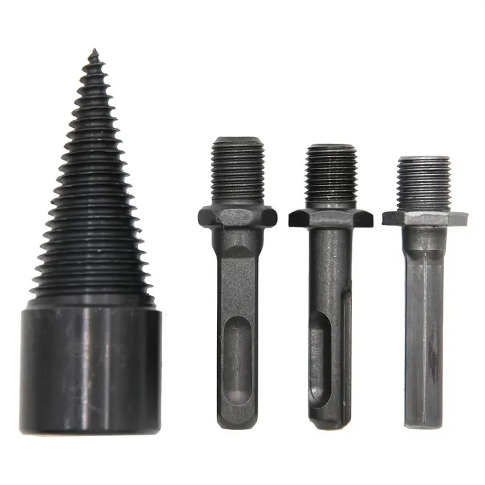 4PCS 32mm Black Firewood Drill Bit - For Hand & Electric Drill | Replaceable Handle