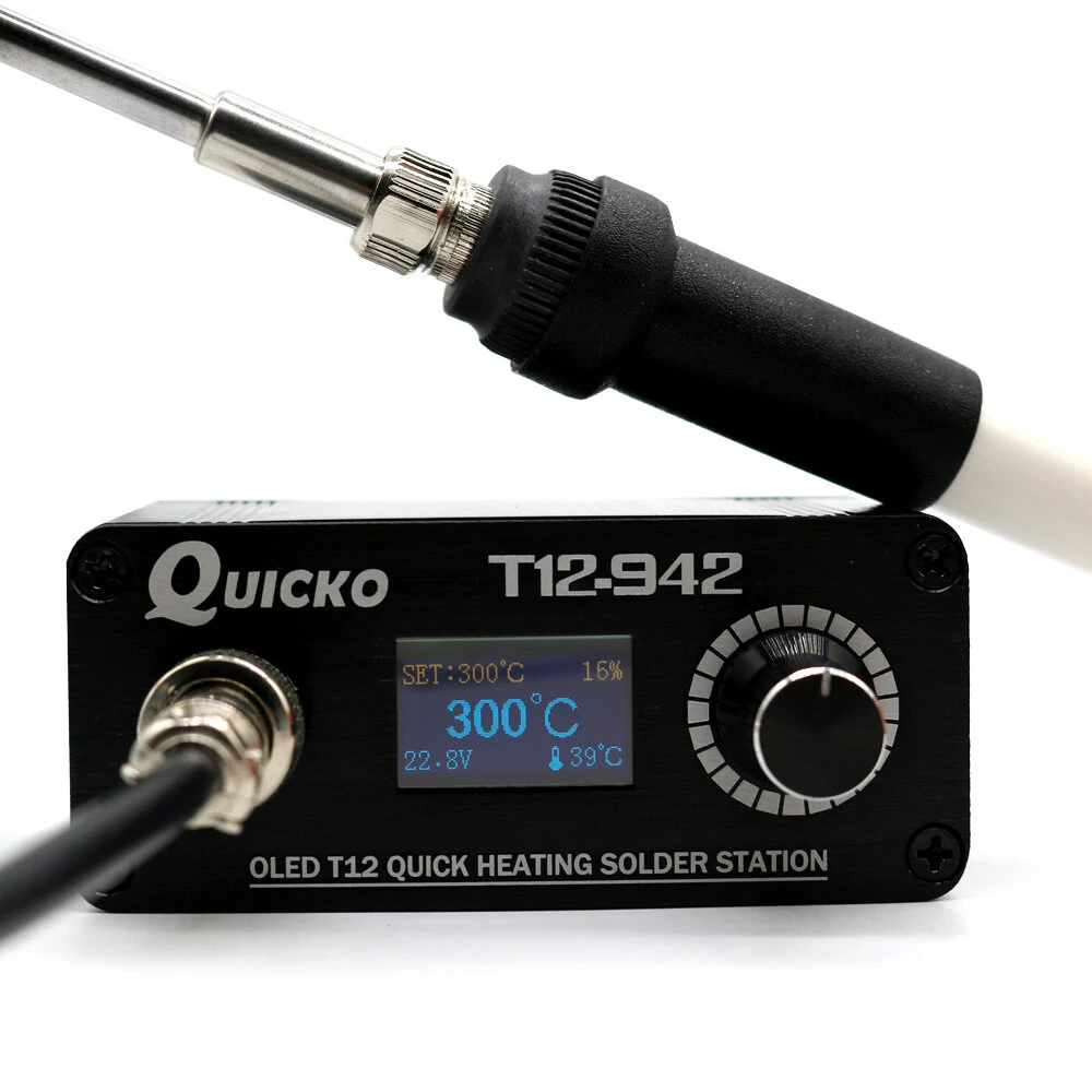 Quicko T12-942 MINI OLED Soldering Station | T12-907 Handle & Tips
