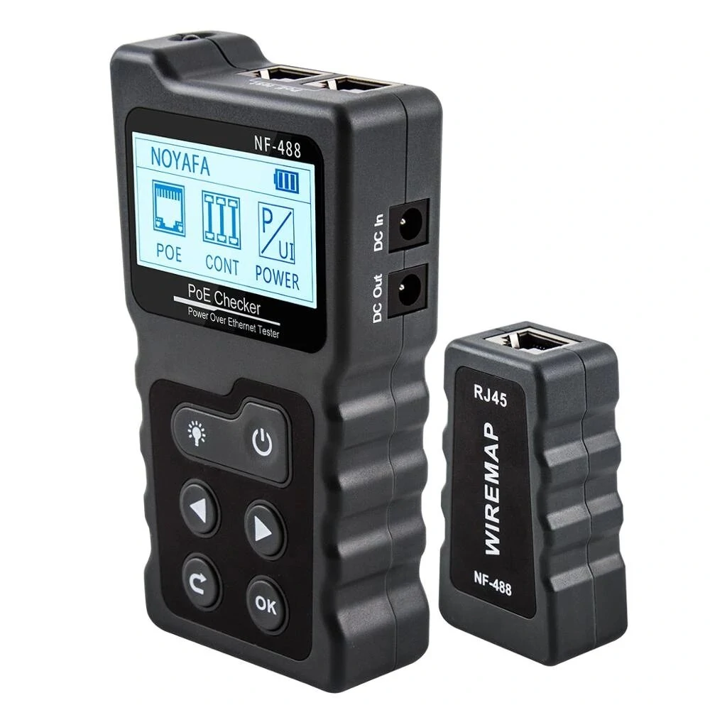 NF-488 Digital LAN Cable Tester | CAT5 CAT6 PoE Switch | LCD Display