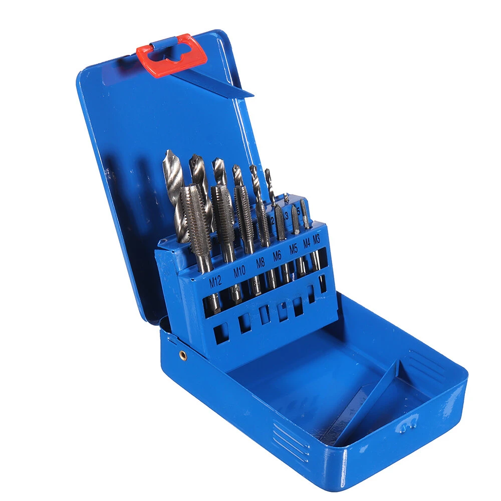 Drillpro 14PCS HSS Metric M3-M12 Screw Tap and Drill Set | Metal Case