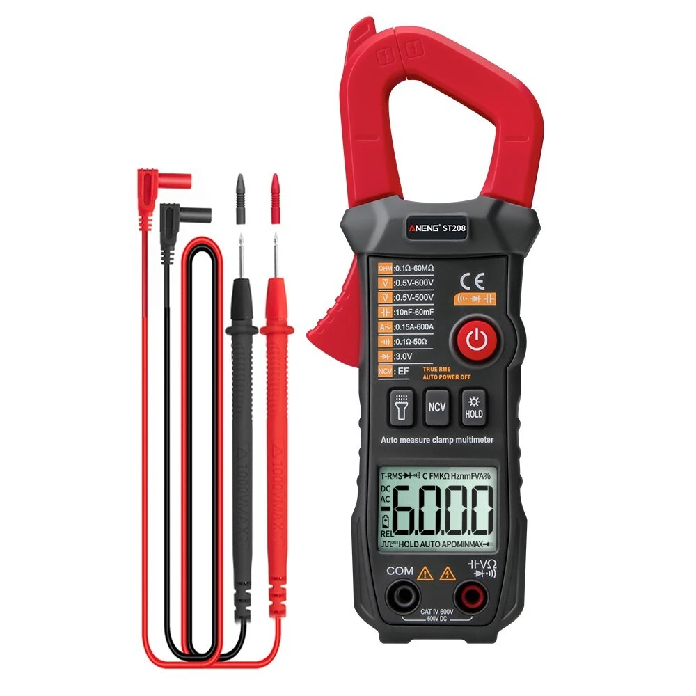 ANENG ST208 True RMS Clamp Meter - 6000 Count AC Current Clamp Multimeter