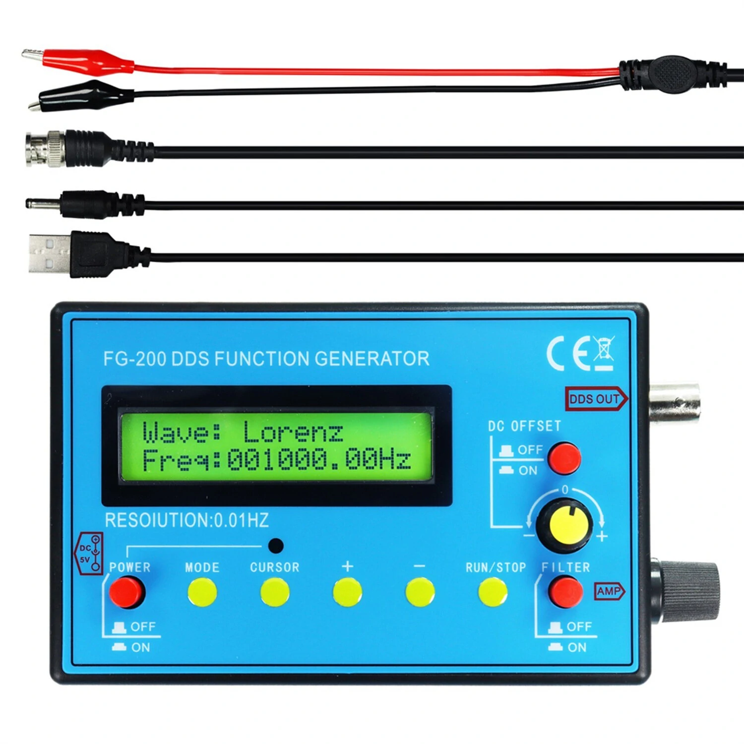 FG-200 DDS Function Signal Generator 0.01Hz-500KHz | Sine Square Sawtooth Wave