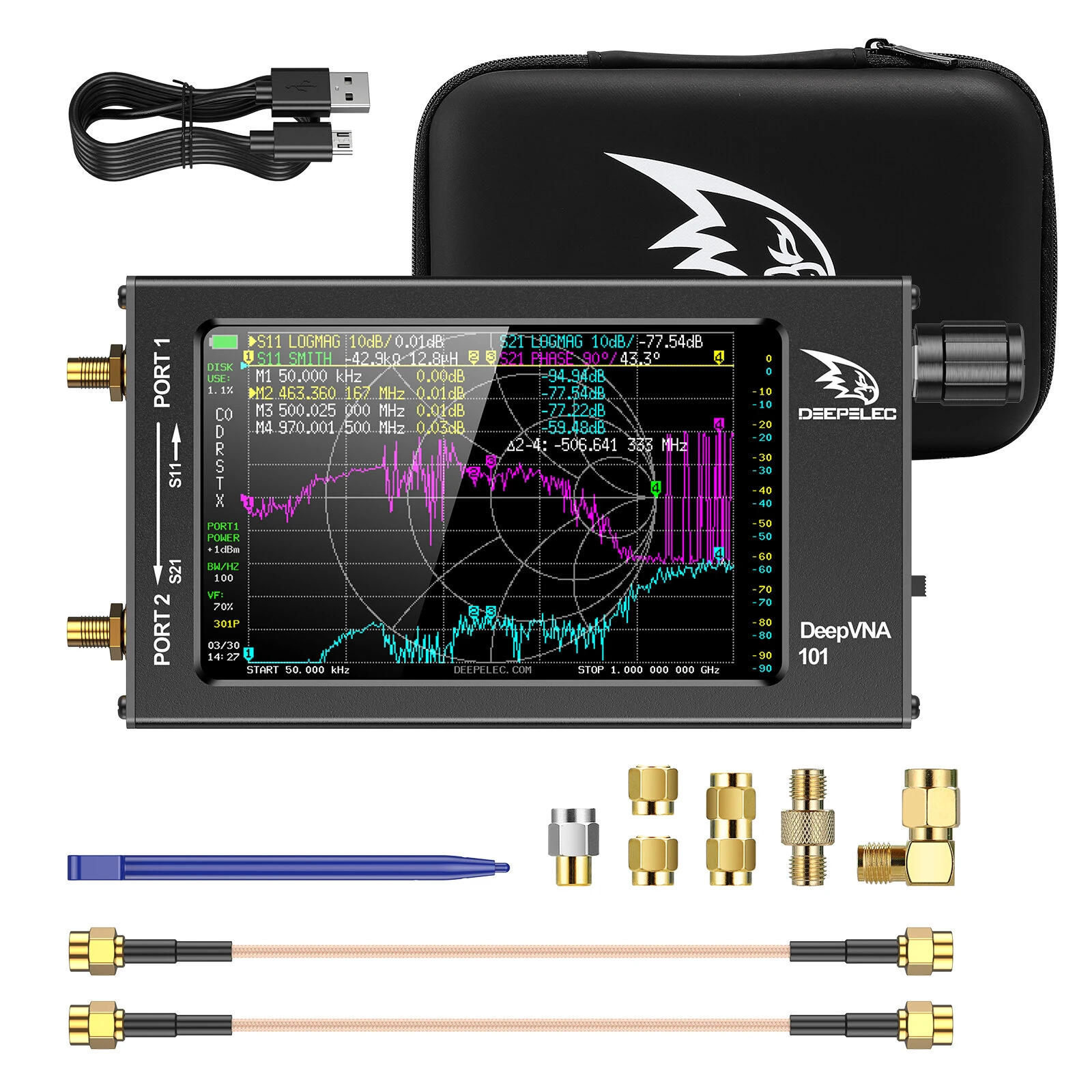 DeepVNA-101 Antenna Analyzer 10kHz-1.5GHz | SWR Meter | 4.3 LCD & 5000mAh Battery