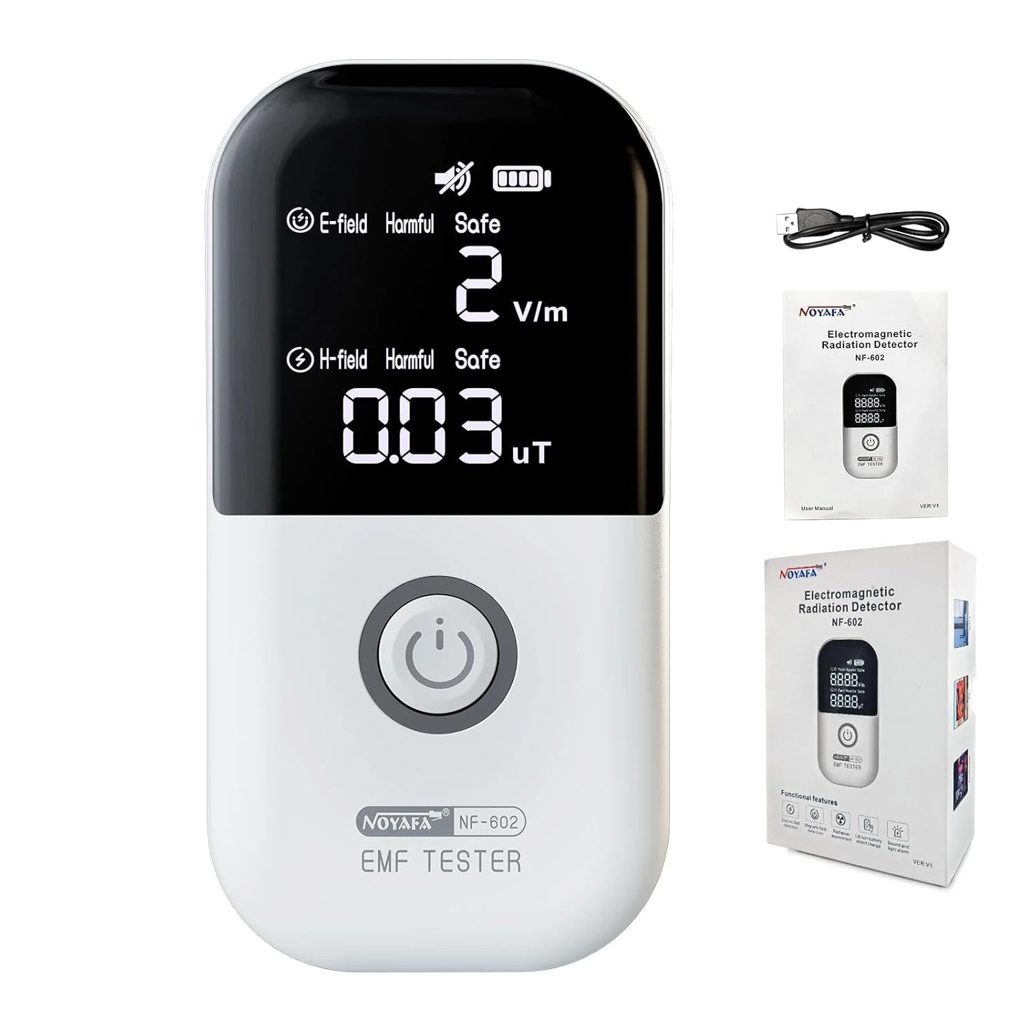 NOYAFA Upgraded EMF Meter - Rechargeable Radiation Detector for Ghost Hunting & 5G WiFi