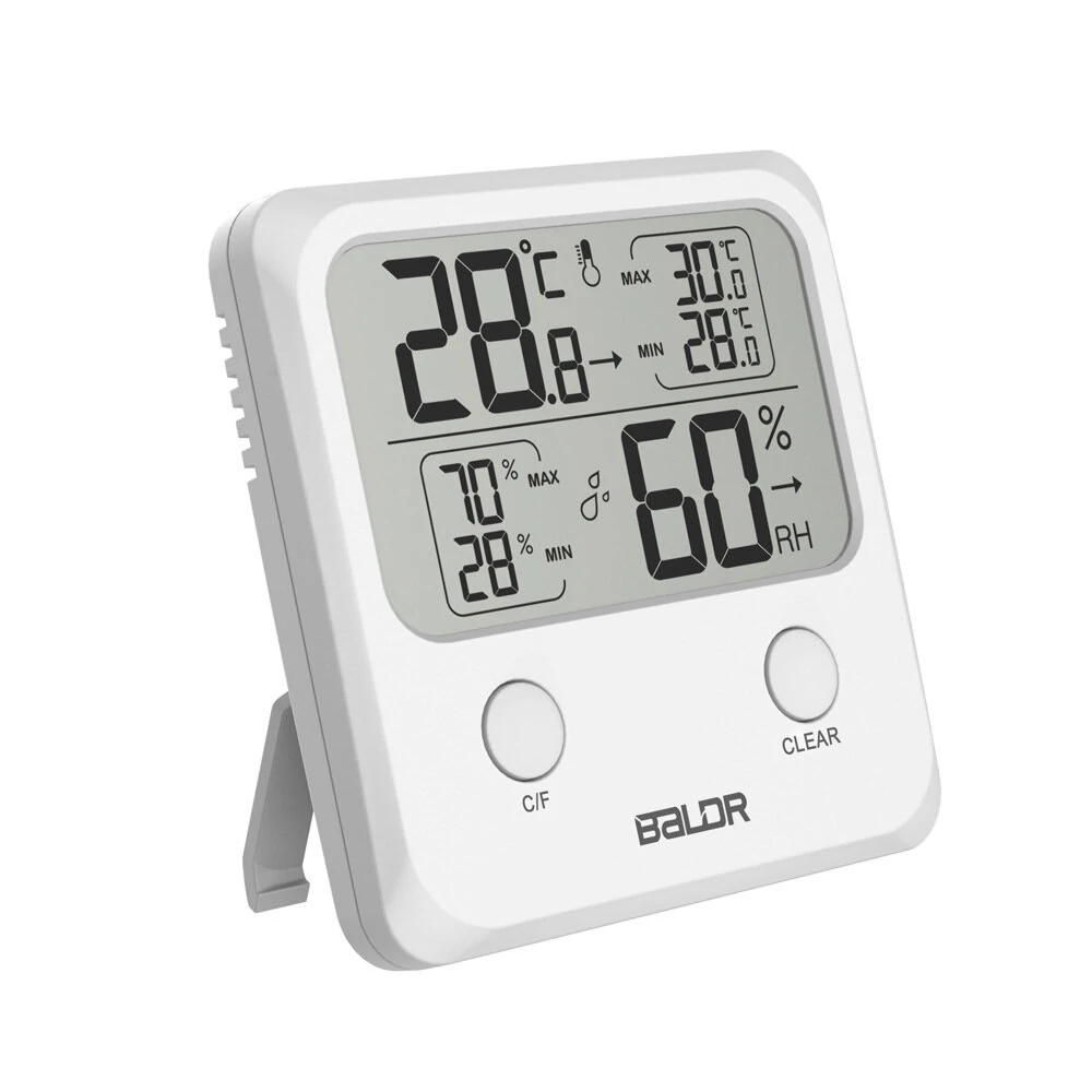 BALDR Mini Digital Thermometer Hygrometer - Temperature Humidity Meter with Backlight & MAX/MIN Display