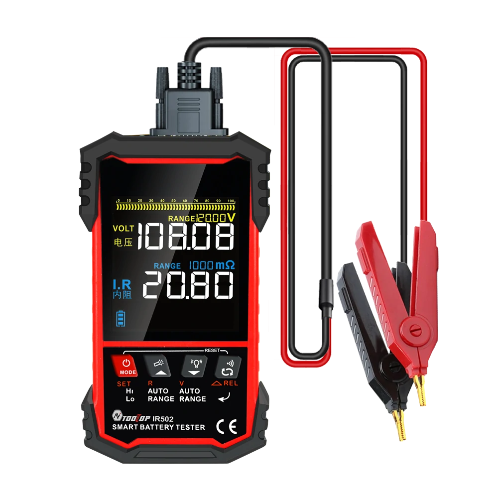 MUSTOOL IR502 IR500 Battery Internal Resistance Tester | 4-Wire Kelvin | 120V 500Ω | Lead-acid Lithium NiCd