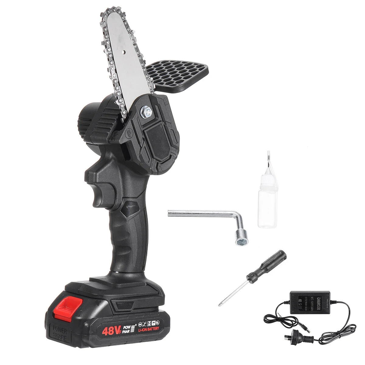 Greenworks 4-Inch 800W 48V Cordless Chain Saw | Portable Handheld Wood Cutter w/Battery AU Plug