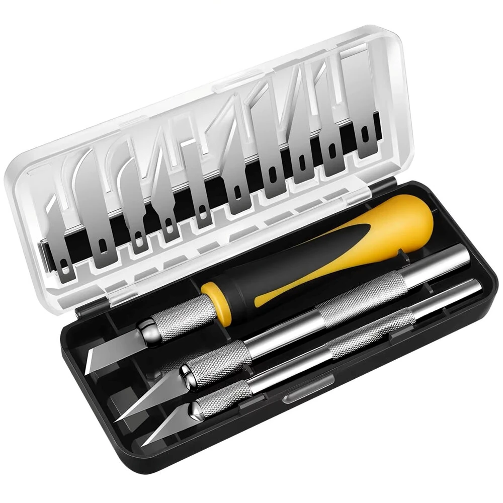 16PCS Craft Knife Set - SK5 High Carbon Steel Precision Blades | Carving & Cutting Tools