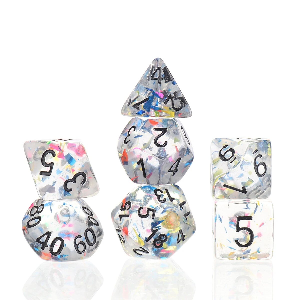 7Pcs Galaxy Polyhedral Dice Set - Resin Mirror D&D RPG Table Game Gift