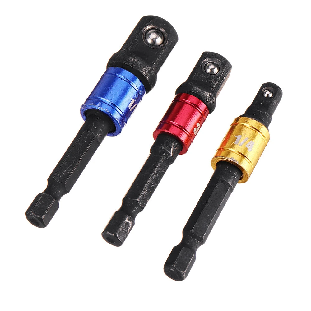 3Pcs Black Screwdriver Extension Bar Adapter - 1/4 Inch Hex Shank Bit Socket Set