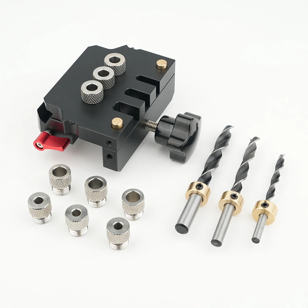 GANWEI Self-Centering Doweling Jig Kit | 9 Bushings & 3 Drill Bits | Adjustable Width