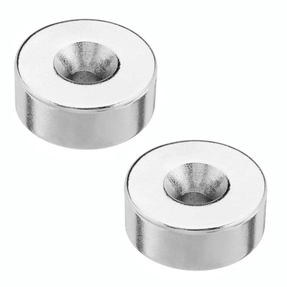 Effetool 2pcs 25mm x 10mm Round Neodymium Magnets - 5mm Hole - Rare Earth