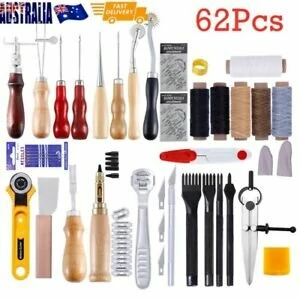Leather Craft Sewing Punch Tool Kit - 62Pcs Cutter Carving Stitching Set