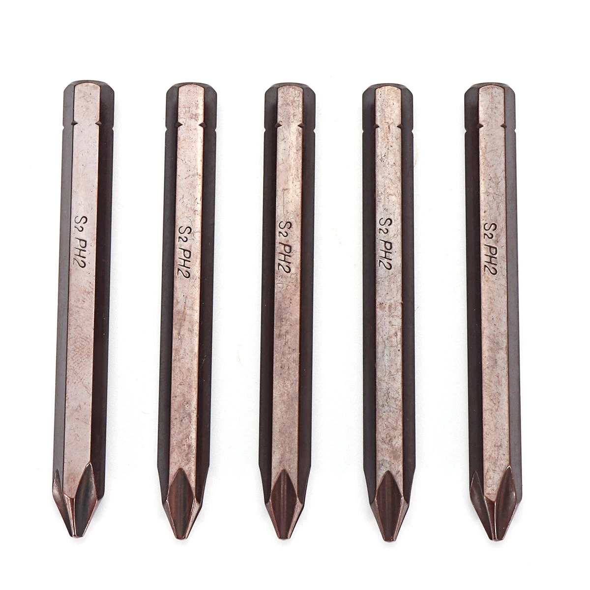 5Pcs 80mm PH2 Screwdriver Bits - Hex Shank S2 Steel Magnetic
