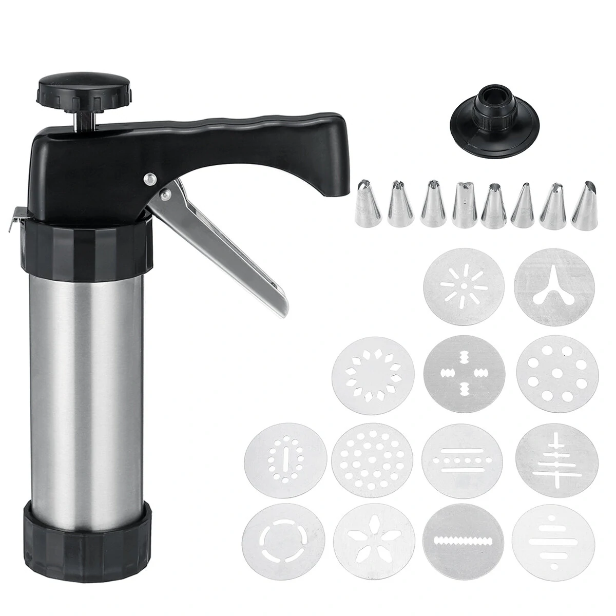 22Pcs Cookie Press Kit - Biscuit Maker with Molds & Piping Nozzles