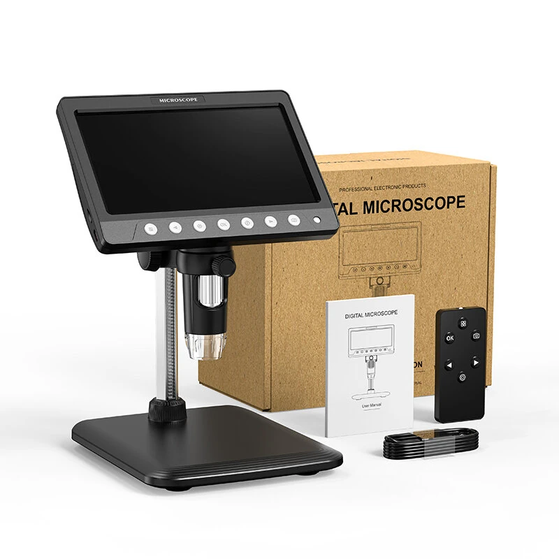Digital Microscope 50-1200X Magnification | 7-Inch 1080P Screen | 5MP Camera & 8 LED Lights