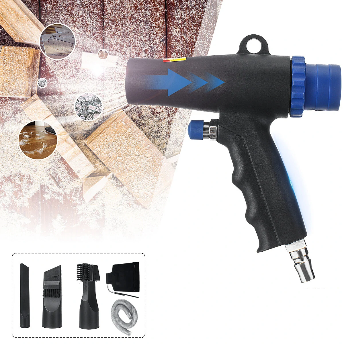 2 in 1 Pneumatic Duster & Vacuum Gun | Dual Function Blow Suction Tool Kit