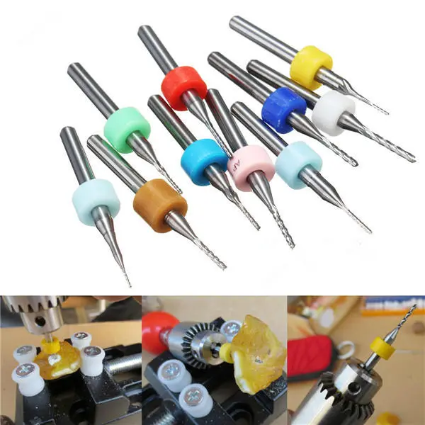 Carbide End Mill Set - 10pcs PCB Cutter 0.5-1.4mm | 3.175mm Shank CNC