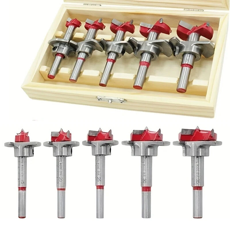 5PCS 15-35mm Hard Alloy Flat Wing Drill Bit Set | Adjustable Hinge Hole Expander