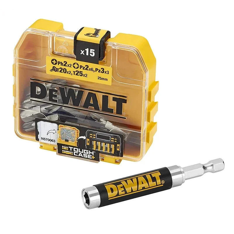 DEWALT Screwdriver Bit Set 16-Piece | Magnetic Holder & Telescopic Guide | PH2 PZ3 T25 Impact Bits