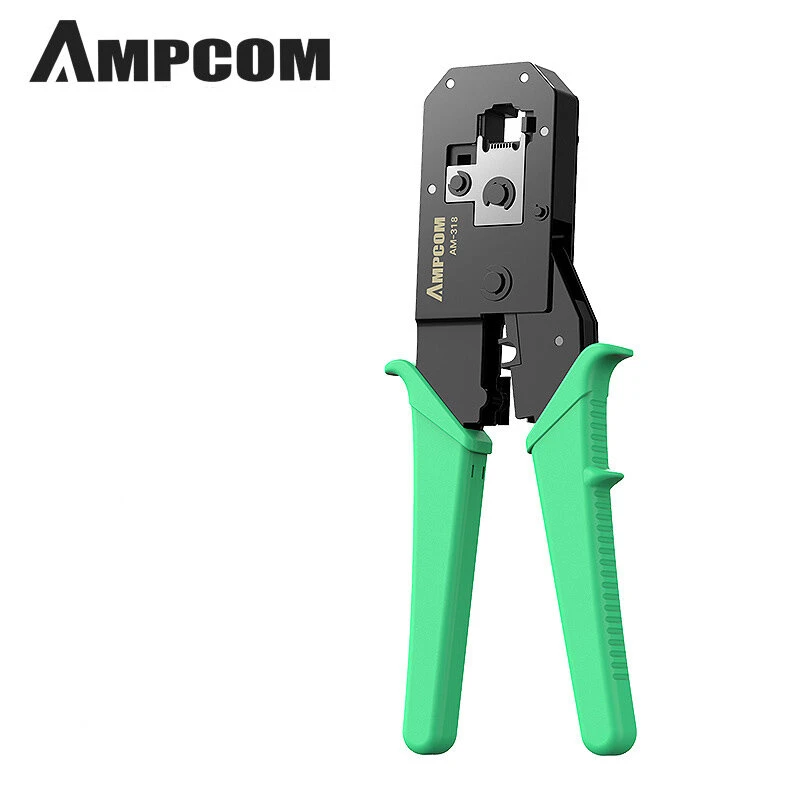 AMPCOM Network Cable Pliers - Multifunctional Crimping Tool for 8P6P Crystal Heads