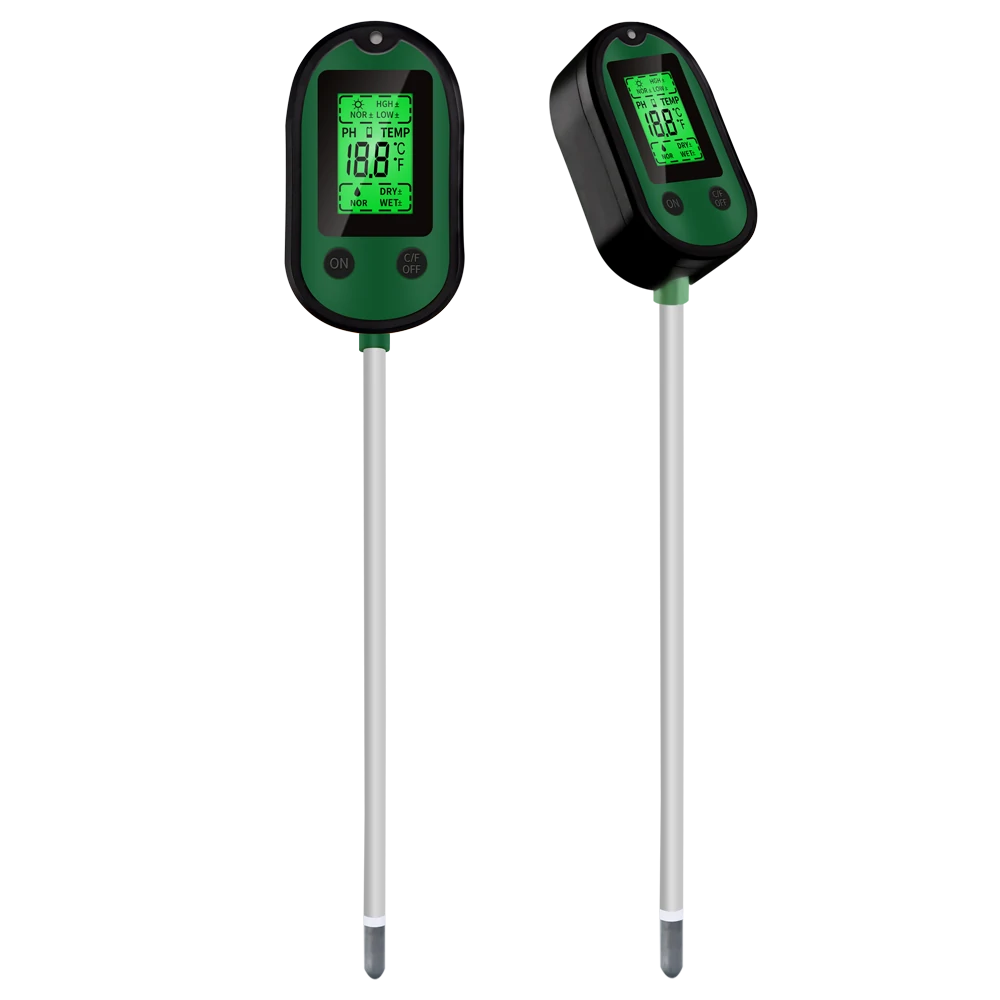 5-in-1 Soil Moisture Sensor & pH Meter | Metal Probe for Plants, Flowers, Lawn