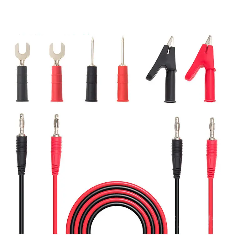 8-in-1 Multimeter Test Lead Set - 1M Cable with Banana Plugs & Clips