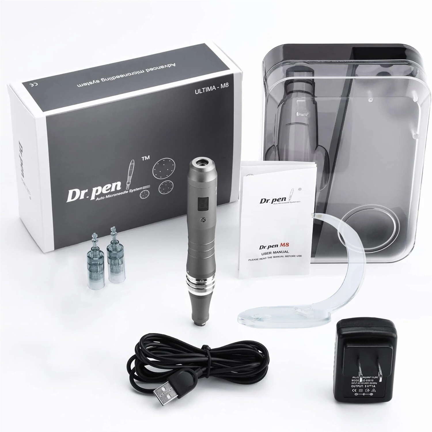 Dr. Pen Ultima M8 Professional Microneedling Pen | Digital Display & Adjustable Needle 0-0.3mm | Cordless with 2 Cartridges