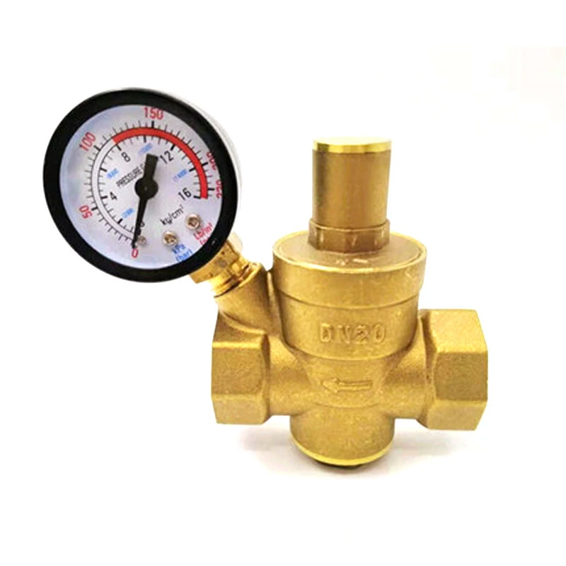 DN20 Brass Water Pressure Regulator Valve | Adjustable 25mm Threaded with Gauge