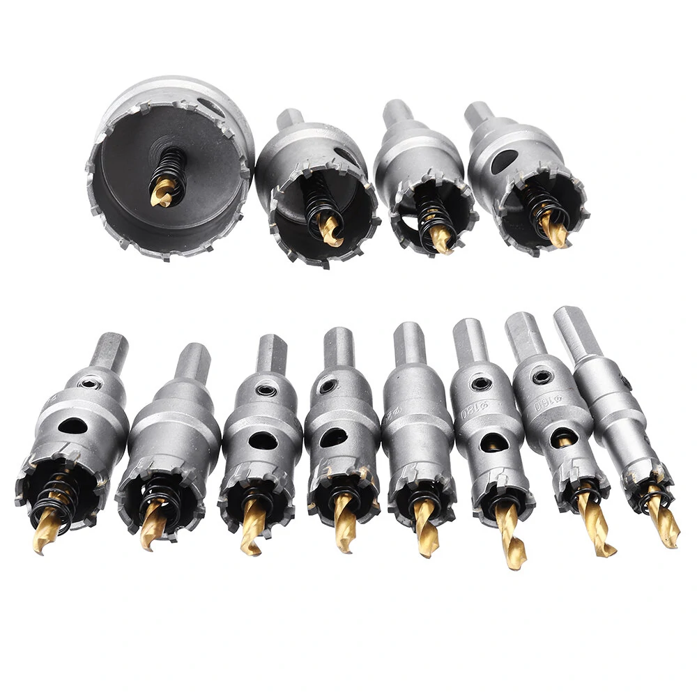 12pcs M35 Titanium Coated Hole Saw Cutter Set | 15mm-50mm | For Stainless Steel & Aluminum