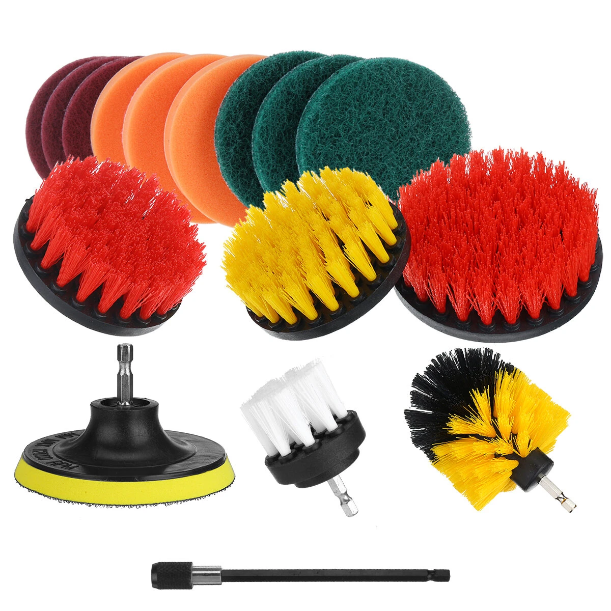 Drill Scrubber Brush Kit - 16Pc Set for Bathroom Tile Grout & Tub Cleaning