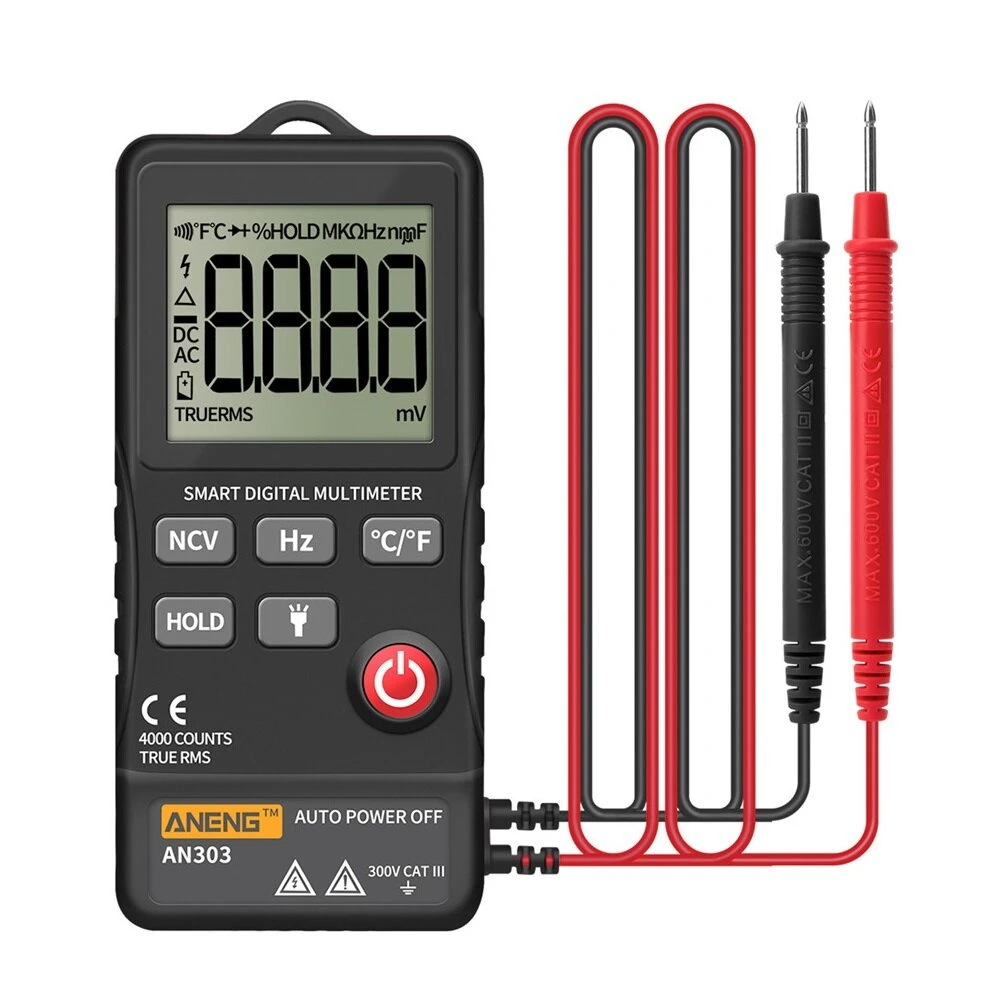 ANENG AN303 True RMS Digital Multimeter - 4000 Count | NCV, Capacitance, Hz Tester