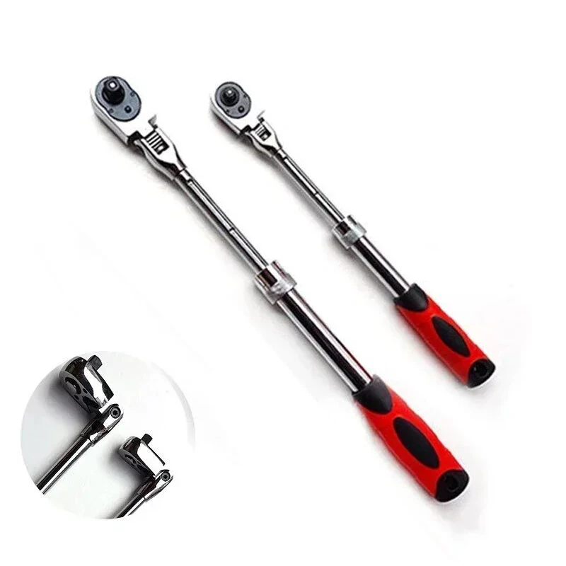 72-Tooth Retractable Ratchet Wrench Set | 1/4 3/8 1/2 Quick Release | Carbon Steel Extensible Handle Tool